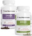 Funghi reali Ergothioneine (60ct) e Chaga (120ct) Bundle con Shiitake e Oyster Mushroom Extract - Longevità, Salute Digestiva - Vegan, Gluten Free, Non-GMO - Supporto naturale per l'invecchiamento sano