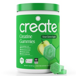 Creatina Monoidrato Gummies per Uomini e Donne - Boost Focus, Forza e Endurance, Formula Anti-Melting, Vegan, Senza Glutine, Non OGM, 1.5 Grammo Creatina per Gummy (Sour Green Apple, 90 ct)