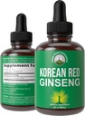 Ginseng rosso coreano gocce liquide con gusto piacevole. da Panax coreano Root Estratto per energia, Stamina, Focus. Vegan Nootropic, Zero Sugar Oil Tincture Herbal Supplemento per uomini e donne