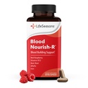 LifeSeasons Blood Nourish-R - Supplemento alla carenza di ferro - Supporta l'anemia, la fatica, la bellezza e la vertigini - No costipazione - Edificio del sangue - Ferro, Alfalfa, Raspberry & Vitamina B-12-60 Capsule