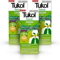 TUKOL Naturals Elderberry Syrup con vitamina C, D e zinco, Integratore di supporto immunitario con miele naturale per adulti e adolescenti, Erboristeria Boost per l'immunità e supporto antiossidante, 6oz, Confezione da 3