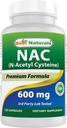 Best Naturals NAC - N Acetyl Cysteine 600 mg 120 capsule - n Cisteina di Acetil - Potente antiossidante