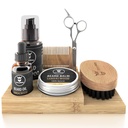 Striking Viking Beard Growth Kit - set da 7 pezzi, Sandalwood Scent & Caddy - olio e balsamo con spazzola del cuscinetto, Pettine e forbici a doppio taglio più Mustache Comb per Grooming & Styling
