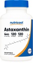 Nutricost Astaxanthin 4mg, Gluten Free e Non OGM, 120 Softgels (4 mesi di fornitura)