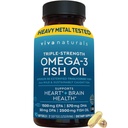 Viva Naturals Triple Strength Omega 3 Fish Oil Pills – 2500 mg High-Potency Formula con 2250 mg Omega 3 acidi grassi (incluso EPA, DHA, DPA) in rTG Formula per l'assorbimento – Certificato IFOS, 90 Softgels