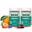 BeLive Synbiotics - Probiotici & Prebiotici Fibra Gummies – Inulina ad alta resistenza (3g), Integratore di fibre alimentari, Supporto digestivo per bambini e adulti - Fragola, Limone, Blueberry Flavor | 2-Pack
