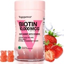 Gummie per la crescita dei capelli con Biotin 10.000mcg - Vegan Vitamine per capelli Gummy per Yor Capelli sani, Pelle & Unghie, Aggiunto B-Complex, Vitamina D, Vitamina A & Zinc - Supplemento per i capelli per gli uomini delle donne (60, Fragola)
