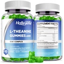 L-teanina Gummies, l'theanine 400mg con Ashwagandha, GABA, 5HTP, L-teanina Chewable Supplement per il relax, Zzz & Focus Support, Vegan, Limone Flavor, 120 Conti