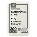 Medaglie 4 x 4 pollici di garza Sponges, non-Sterile 8-Ply Woven Gauze, 100% Cotone, Ideale per il rivestimento in tessuto, cura del tessuto, uso generale del primo soccorso, confezione da 200