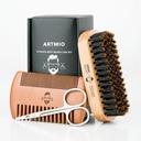 Cuscinetto Spazzola, Pettine e Forbici Set per la cura del cuscinetto degli uomini - Boar Bristle Hair Brush & Wood Comb & Forbici in acciaio - Styling del cuscinetto, Grooming & Shaping Tools