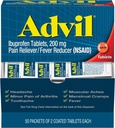 Advil Ibuprofen Tablets, 200 mg Riduttore di dolore/Fever (NSAID), 100 compresse (50 confezioni da 2 compresse ciascuno)