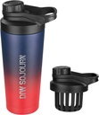 Bottiglia DIW 24 oz Shaker,Bracciale in acciaio inox Shaker con disegno senza rumore,Coppa di Shaker in metallo isolato per miscele di proteine e pre allenamento,Gym Bottiglia Shaker(Dark Rainbow)