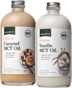 Natural Force Creamy Vanilla + Creamy Caramel MCT olio Bundle – senza glutine, non OGM, MCT aromatizzati di cocco biologico – Keto, Paleo e Vegan – 2x 16 bottiglie di vetro di oncia