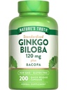 La verità della natura Ginkgo Biloba 120mg | Plus Bacopa | 200 capsule di rilascio rapido | Estratto standardizzato | Non OGM e Gluten Supplemento gratuito