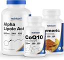 Acido lipoico alfa di Nutricost 600mg, 240 Caps & CoQ10 100mg, 120 Caps & Turmeric 500mg, 120 Caps con BioPerine