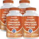 5 in-1 Ceylon Cinnamon Capsule 2355mg - Ceylon Cinnamon e Apple Cider Vinegar Capsule - Turmerico e Panax Ginseng - Integratori di Cannella con Bioperine (120ct, Confezione da 4)