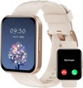 RUIMEN Smart Watches for Women Men (Answer/Make Calls) Compatibile con iPhone/Android Phones, 1,85" HD Screen Fitness Tracker cardiofrequenzimetro Monitor 100+ Sport Tracker Watch impermeabile (Milky White)