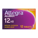 Allegra Adulto 12-Hour Allergy Relief Tablets, Non-Drowsy Indoor and Outdoor Allergy Medicine, 60 mg Fexofenadine HCI Antihistamine Pillola, 12-Count