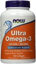 Ultra Omega-3 500 EPA/250 DHA, 180 Softgels, da NOW Foods (Pack of 2)