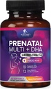 Vitamine Prenatali con Acido Folico & DHA, Supporto per lo sviluppo del cervello fetale con Folate & Omega 3's, Multivitamina Prenatale per le donne, Vitamina A, C, D, B6, B12 & Iron, Integratore di gravidanza - 60 Softgels