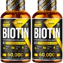 PURE RESEARCH Biotin & Collagen 60.000mcg Riduzioni liquide della crescita dei capelli, Supporti: Unghie forti, Pelle luminosa, Crescita dei capelli sani, Più assorbimento che capsule &amp; pillole (4Fl Oz)