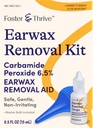 Kit di rimozione Foster & Thrive Earwax, Softens & Loosens Excess Earwax, Safe, Gentle and Non-Irritating, Perossido di Carbamide 6.5%, Include gocce e lampadina di Ear Syringe, 0.5 Oz