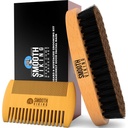 Cuscinetto spazzola e Pettine - Natural Boar Bristle Beard Brush & Beard Comb per gli uomini - Facial Hair Care Gift Set per gli uomini - Mustache Styling, Grooming & Shaping Tools