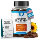 Lecitina di girasole 1200 MG 100 Softgels, alimentazione di 100 giorni Garantito Pure, Non-GMO, Soy-Free, Supporta il cervello, Cuore, Nerve, Salute del fegato, Funzione cognitiva, colesterolo sano, Formula di assorbimento