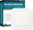Island Dressing 4"x4", 50 Cuscinetti per Gauze Confezionati Individualmente, 2"x2" Pad Non-Stick in centro con bordo adesivo, Altamente assorbente Non-Woven Bandages Medical Grade per Wounds, Primo soccorso