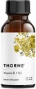 THORNE - Vitamina D + K2 Liquido con Dispenser Metered - Vitamine D3 & K2 per sostenere Bones & Muscles sani* - 1 Fl Oz (30 ml) - 600 Serve