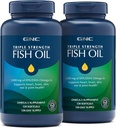 GNC Triple Strength Fish Oil, Twin Pack, 120 Softgels per bottiglia, Supporta il cuore, il cervello, la pelle, l'occhio e la salute congiunta