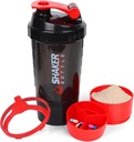 XTK Shaker Bottiglie 16OZ Shaker Proteine con Mix Ball Portable Sport Water Bottiglia Leak Proof GYM Cup per miscele proteiche con Storage & Pill Organizer, Ideale per Pre Workout,BPA Free (Red)