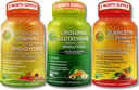 Bundle di sostegno Immune e Antiossidante a base vegetale completo - Vitamina Liposomal C 1500mg + Glutathione Liposomal 500mg + Quercetina con Bromelain, Zinc & Vitamina C – Vegan, Formula di assorbimento potenziato