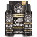 Viking Revolution Beard Wash and Beard Condizionatore per gli uomini con olio di Argan e olio di Jojoba - Cuscinetto Ammorbidente e rinforzante Cuscinetto Cura Shampoo e Condizionatore con olio di barba (5oz, Vaniglia a spirale)