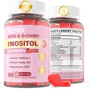 Myo-Inositol & D-Chiro Inositol Gummies Sugar Free, Ideale 40:1 Ratio Integratore inositolo per le donne w/Vegan Omega-3, D3, Magnesio, Methyl Folate, B12, Inositol Multivitamin per la salute generale delle donne