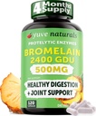 Yuve High Potency Bromelain 500mg 2400GDU Enzimi digestivi - Gut & Joint Health from Pineapple - Aiuta a digerire le proteine - Plant-Based, Non-GMO, 3rd Party Tested - 120 Capsule