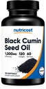 Nutricost Black Seed Oil (Cumin) - Pressato a freddo, Fonte di Omega 3 6 9-120 Softgels, 1000mg Per Serving, 60 Serve - Non OGM e Gluten Free