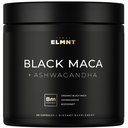 ELMNT 40,000mg 40x Forza Organic Black Maca Root w. Ashwagandha - #1 Elevata potenza Black Maca Root Capsule per gli uomini Supplemento 40:1 Estrarre - 100% Pure Maca Peruana Maca Powder Pills Gelatinized