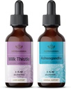 HERBAMAMAMA Kit di gocce liquide a base di erbe - Bundle di estratto di cardo di latte & Ashwagandha Tincture 2 fl oz - Vegan, Non OGM, Sugar & Alcohol-Free - 2 Confezione
