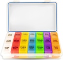 GMS 7-Day 3-Times-a-Day Pill Organizer - Con contenitori di farmaci rimovibili giornalieri, adatto per uso di vitamina & medicina - Sicuro, robusto, impermeabile organizzatore settimanale Tablet, scatola ideale per il viaggio