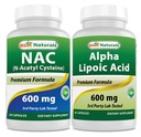 Migliori naturali NAC 600 mg e acido alfa lipoico 600 mg