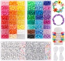 Quefe 3960pcs Pony Perline per il braccialetto di amicizia che fa il kit 48 colori Kandi Perline Set, 2400pcs plastica Rainbow Bulk e 1560pcs Lettera Perline con 20 Meter Elastic Threads per la collana di gioielli artigianali