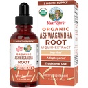 MaryRuth Organics Ashwagandha Root | USDA Organic Ashwagandha Liquid Drops | Stress Relief, Natural Calm, Relax and Mood Support Supplement | Adaptogenic | Nervine | Vegan | Non-GMO | 60 Servings