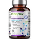 biophix B-3 Nicotinamide 1000 mg 60 Compresse Extra Strength Timed Release - Nicotinic Amide Niacin Natural Flush-Free Vitamin Formula - Supporta la salute delle cellule della pelle