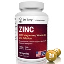 Dr. Berg Zinc 30mg Migliorato con Magnesio, Vitamina D3, Selenio, & Copper - Integratori di zinco per Uomini e Donne - Zinco Chelato per Immune, Pelle, Capelli e Ricostruzione Unghie* - 60 Capsule