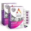 Supplemento di ferro attivo 25mg + Multivitaminico per le donne – clinicamente dimostrato per aumentare l'energia e ridurre la stanchezza – ferro gentile, non costipante + donna Multivitamina – 60 capsule + 60 compresse