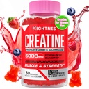 Gummies Monoidrato Creatina per Uomini e Donne - Gummie Pre-Workout Creatina con Taurina & Vitamina B6 B12 per la massima resistenza, Muscolo, Energia, Endurance & Focus, Organic, Vegan-60 Conte