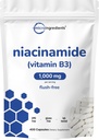 Vitamina B3 Niacinamide 500mg Per Capsule, 400 Capsule | 1000mg Flush Gratuito Niacin Per Serve, Essential B Vitamin Supplement | Skin Care Health & Energy Support | Non OGM, Gluten Free