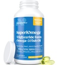 Trigliceride Omega 3 Fish Oil – Alta EPA & DHA per l'occhio, Joint, Heart & Brain Support – Omega-3 acidi grassi - Limone Flavor – 180 Softgels – 90 giorni di alimentazione