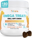 180 Chews Omega 3 per cani e gatti - con Krill - Integratore di pelle e cappotto - Rilievo della pelle secca e prurito - Allergy Relief - Cappotti scintillanti - No Shedding - EPA & DHA, Vitamine e Minerali - Pollo Aroma